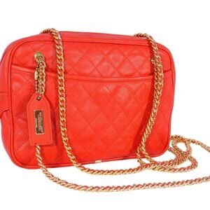 I SANTI Milano Classic Quilted Red Leataher Gold Chain Shoulder Bag - ITALY